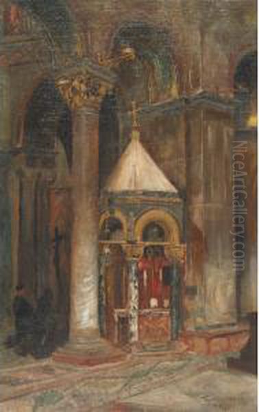 The Altar, Basilica Di San Marco, Venice Oil Painting by Gyula Tornai