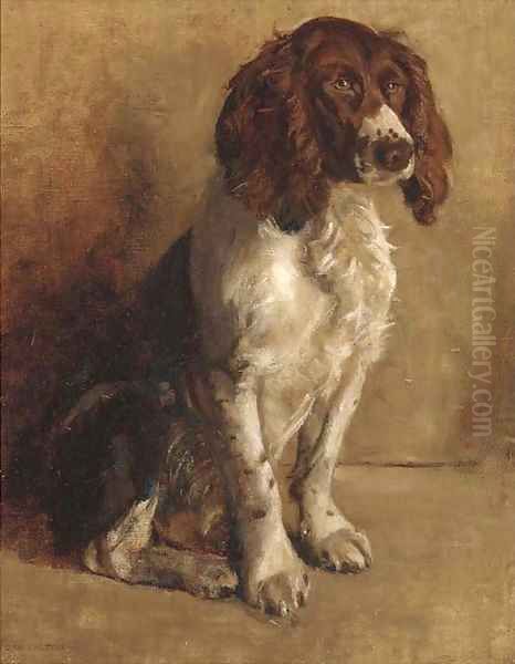 Spaniels by a river Oil Painting by Edwin Armfield