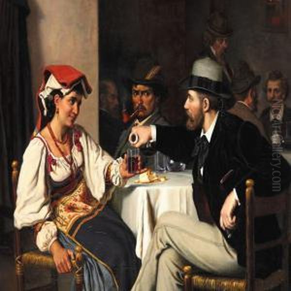 From A Roman Osteria Oil Painting by Wenzel Ulrik Tornoe