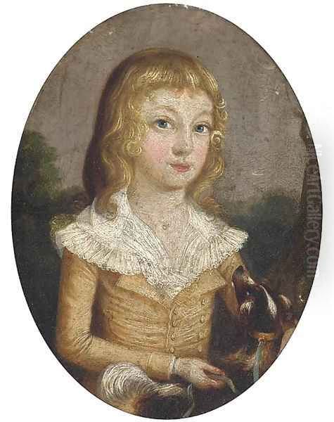 Portrait of a girl and her dog Oil Painting by Francis Alleyne