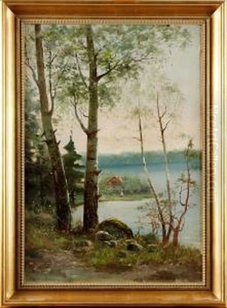 Insjovikmed Kvinna Oil Painting by Isidor Tornstrom