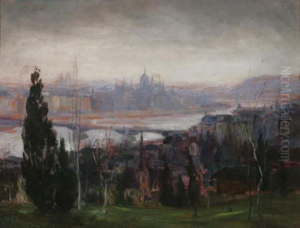 Janos : Budapesti Panorama Oil Painting by Janos Tornyai