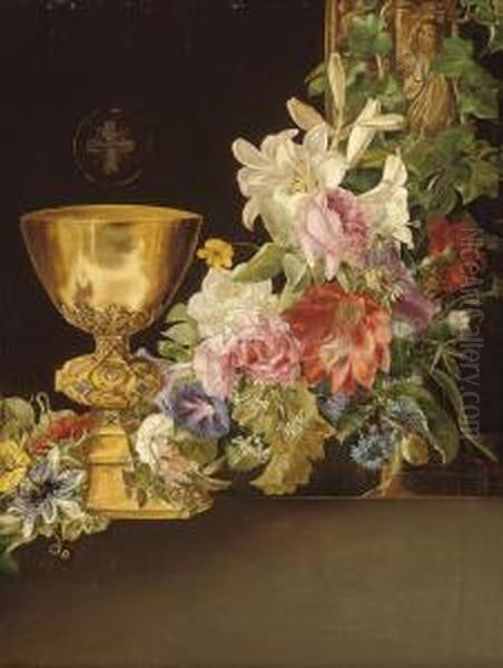 Still Life With Flowers And Chalice Oil Painting by Gavrilovitsch Toropov