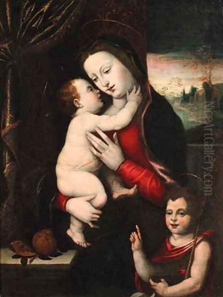 The Madonna and Child with the Infant Saint John the Baptist Oil Painting by Mariotto Albertinelli