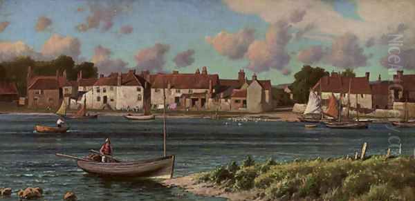 Fishing boats in a Rye harbour Oil Painting by Reginald Aspinwall