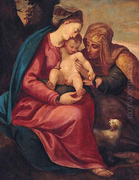 The Virgin and Child with Saint Elizabeth Oil Painting by Christofano Allori