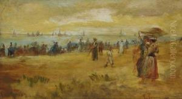 Playa Y Pescadores Oil Painting by Francesc Torrescassana Sallares