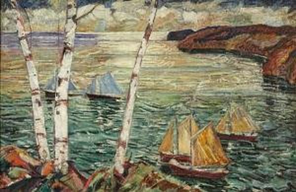 Sailing The Bay Oil Painting by Elliot Bouton Torrey