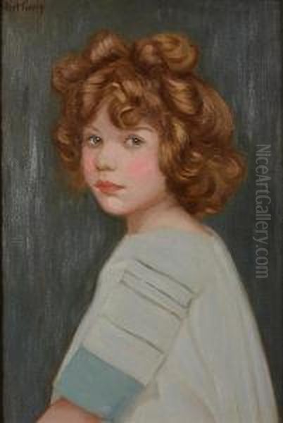 Portrait Of A Young Girl (believed To Be Theartist's Daughter) Oil Painting by Elliot Bouton Torrey