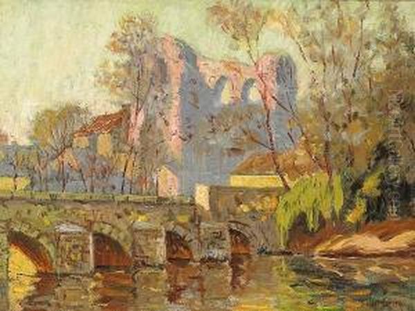 A Bridge Across A River Oil Painting by Elliot Bouton Torrey