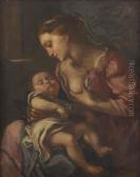 Vierge A Lenfant Oil Painting by Flaminio Torri