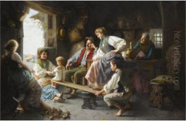 The See-saw Oil Painting by Giovanni Battista Torriglia