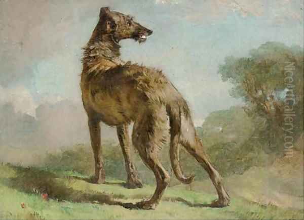 A lurcher in a landscape Oil Painting by Richard Ansdell