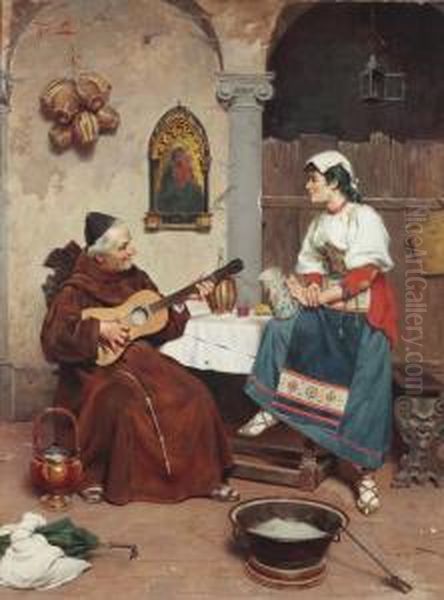 Musicalentertainment In The Tavern Oil Painting by Pietro Torrini