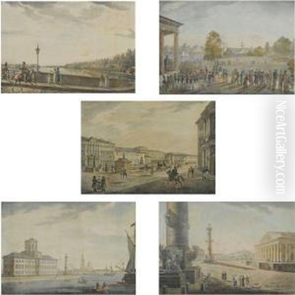 A Group Of Twenty-five Views Of St. Petersburg Oil Painting by Ottavio Toselli