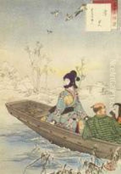 Ammirando Un Paesaggio Innevato Oil Painting by Mizuno Toshikata