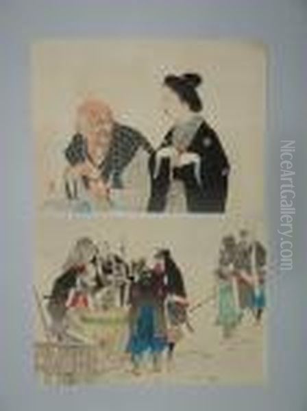 Scenes De Femmes Et Des 47 Ronin Oil Painting by Mizuno Toshikata