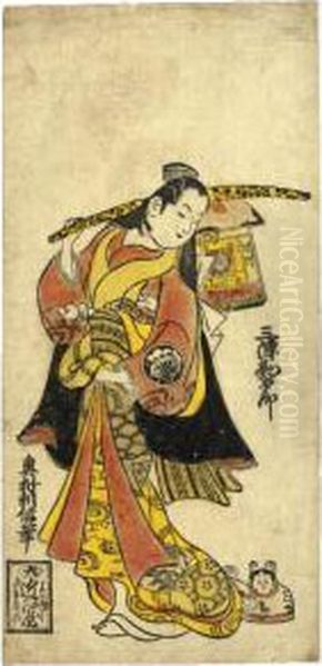 Sanjo Kantaro Ii In An Unidentified Onnagata Role Oil Painting by Okumura Toshinobu