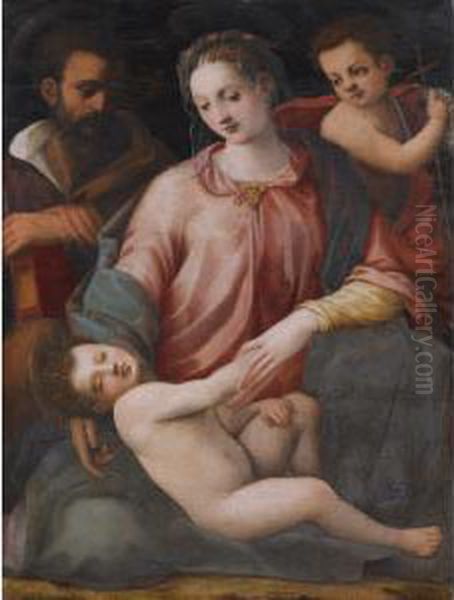 The Holy Family With The Infant Saint John The Baptist Oil Painting by Michele di Ridolfo del Ghirlandaio (see Tosini)