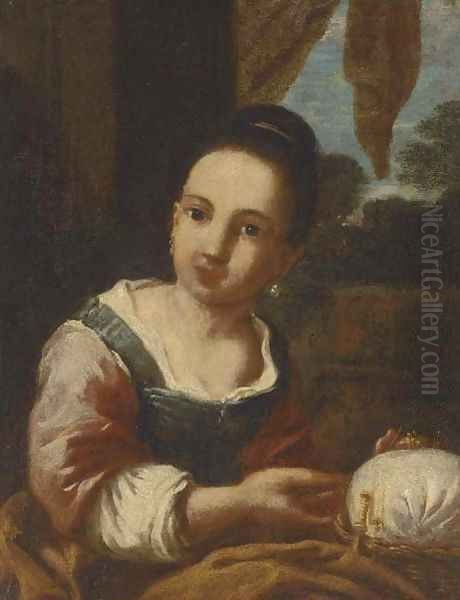 A seamstress Oil Painting by Antonio Amorosi