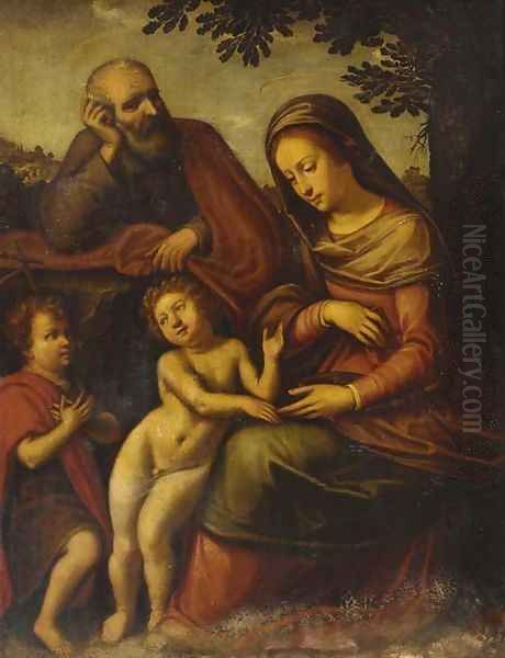 The Holy Family with the Infant Saint John the Baptist Oil Painting by Cristofano Allori