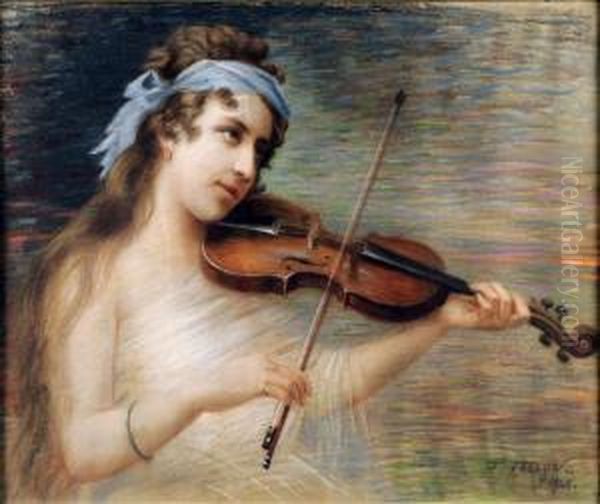 La Jeune Violoniste Oil Painting by Pierre Tossyn