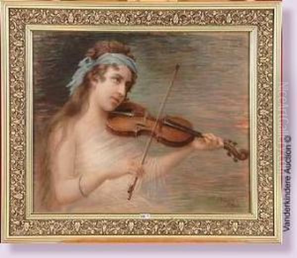 La Reine Elisabeth De Belgique Au Violon Oil Painting by Pierre Tossyn