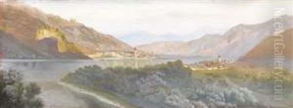 A Panoramicview Of Wachau Valley With Durnstein And Rossatz Oil Painting by Alois Tott