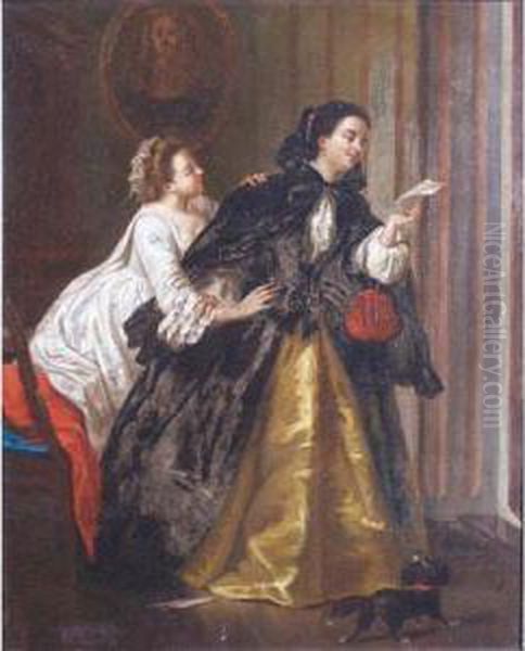 The Letter Oil Painting by Auguste Toulmouche