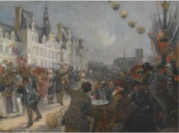 Hundredth Anniversary Of July 14th, Bastille Day Oil Painting by Etienne Tournes