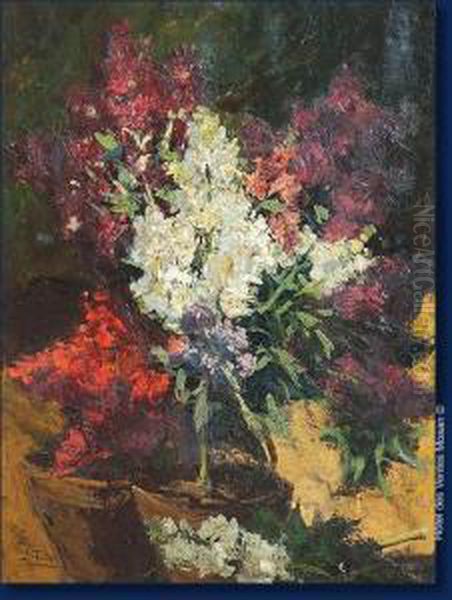 Bouquet De Fleurs Oil Painting by Georges Tournier