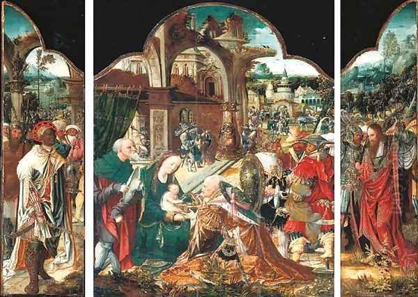 The Adoration of the Magi a triptych Oil Painting by School Of Antwerp