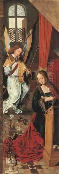 The Annunciation a wing from an altarpiece Oil Painting by School Of Antwerp