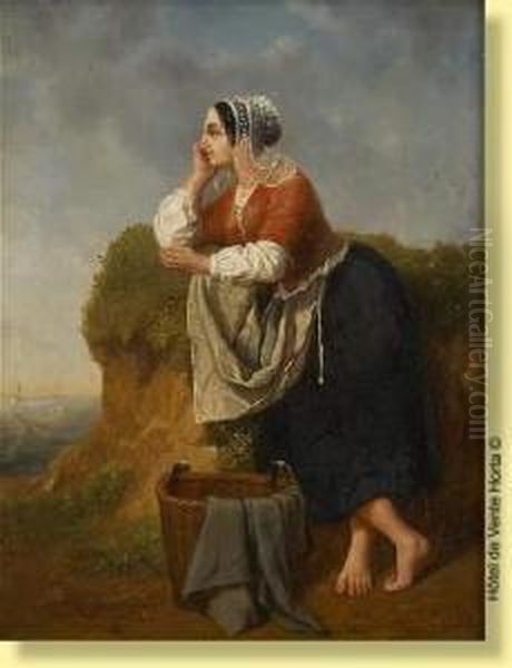 L'attente Du Pecheur Oil Painting by Pierre Joseph Toussaint