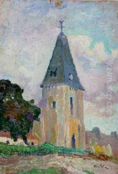 L'eglise D'ernes Oil Painting by Charles Victorien Toutain