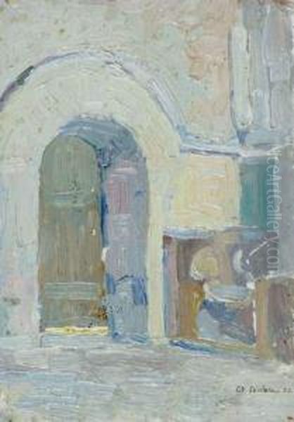 Interieur De L'eglise De Mezidon Oil Painting by Charles Victorien Toutain