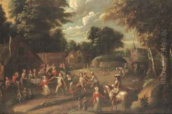 A village kermesse Oil Painting by Thomas Van Apshoven