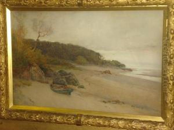 Beach Scene, Probably In North Wales Or Anglesey Oil Painting by Samuel Towers