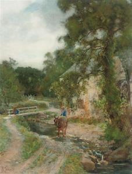 Crossing The Ford Oil Painting by Samuel Towers