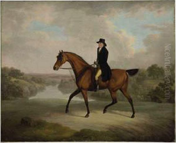 William Yates, Esq. Of Springfield On His Favorite Roadster Oil Painting by Charles Towne