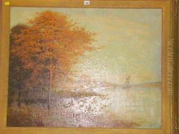 Rwa Autumnlakeland Landscape Oil Painting by Alfred Oliver Townsend