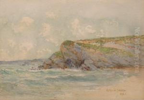 The Rocky Coastline Of Newquay Oil Painting by Alfred Oliver Townsend