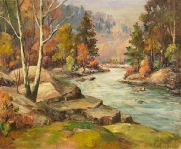 Autumn Scene Oil Painting by Harry Everett Townsend