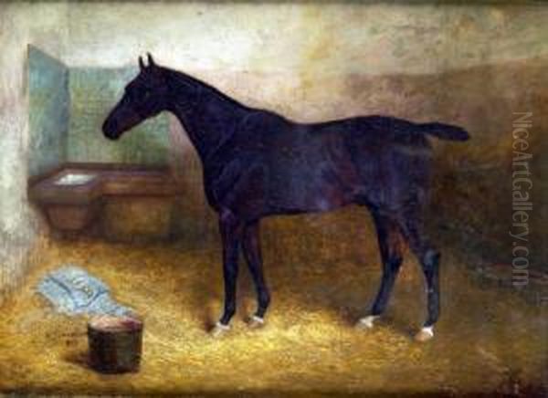 Blackthorn, A Hunter In A Stable Oil Painting by Arthur Louis Townshend