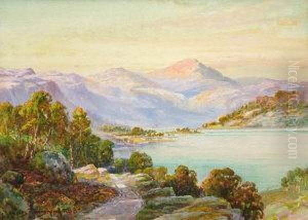 Vista Of A Highland Loch Oil Painting by James Townshend