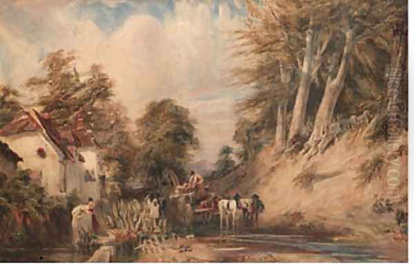 The timber waggon Oil Painting by Samuel Austin