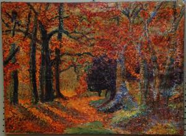 Autumn Forest Scene Oil Painting by Channel Pickering Townsley