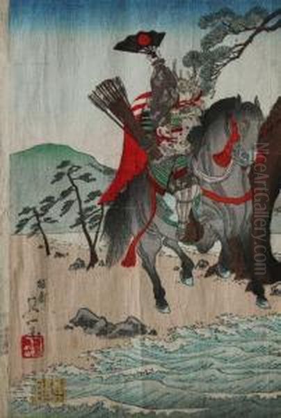 Samuraj Na Koniu Oil Painting by Chikanobu Toyohara