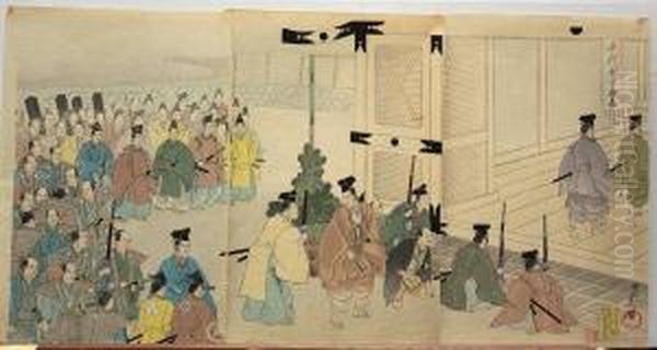 Nihon Rekishi Kyokun Ga (lessons From Japan's History) Oil Painting by Chikanobu Toyohara