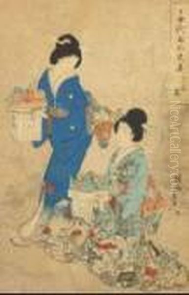 Banchettando Oil Painting by Chikanobu Toyohara